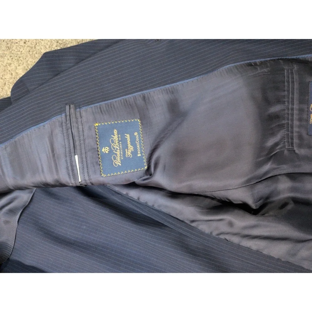 Brooks Brothers Fitzgerald BrooksCool Navy Pinstripe Full Canvas‎ Blazer Jacket